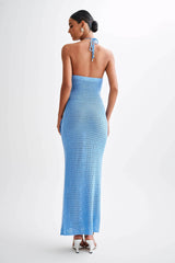 Kyla Floral Crochet Maxi Dress - Cornflower Blue