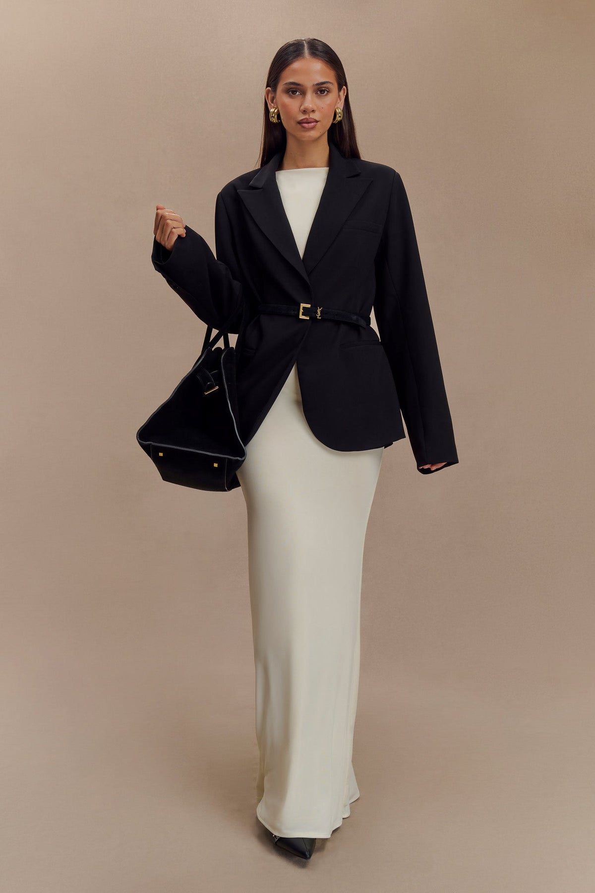 Bexley Oversized Blazer With Shoulder Pads - Black
