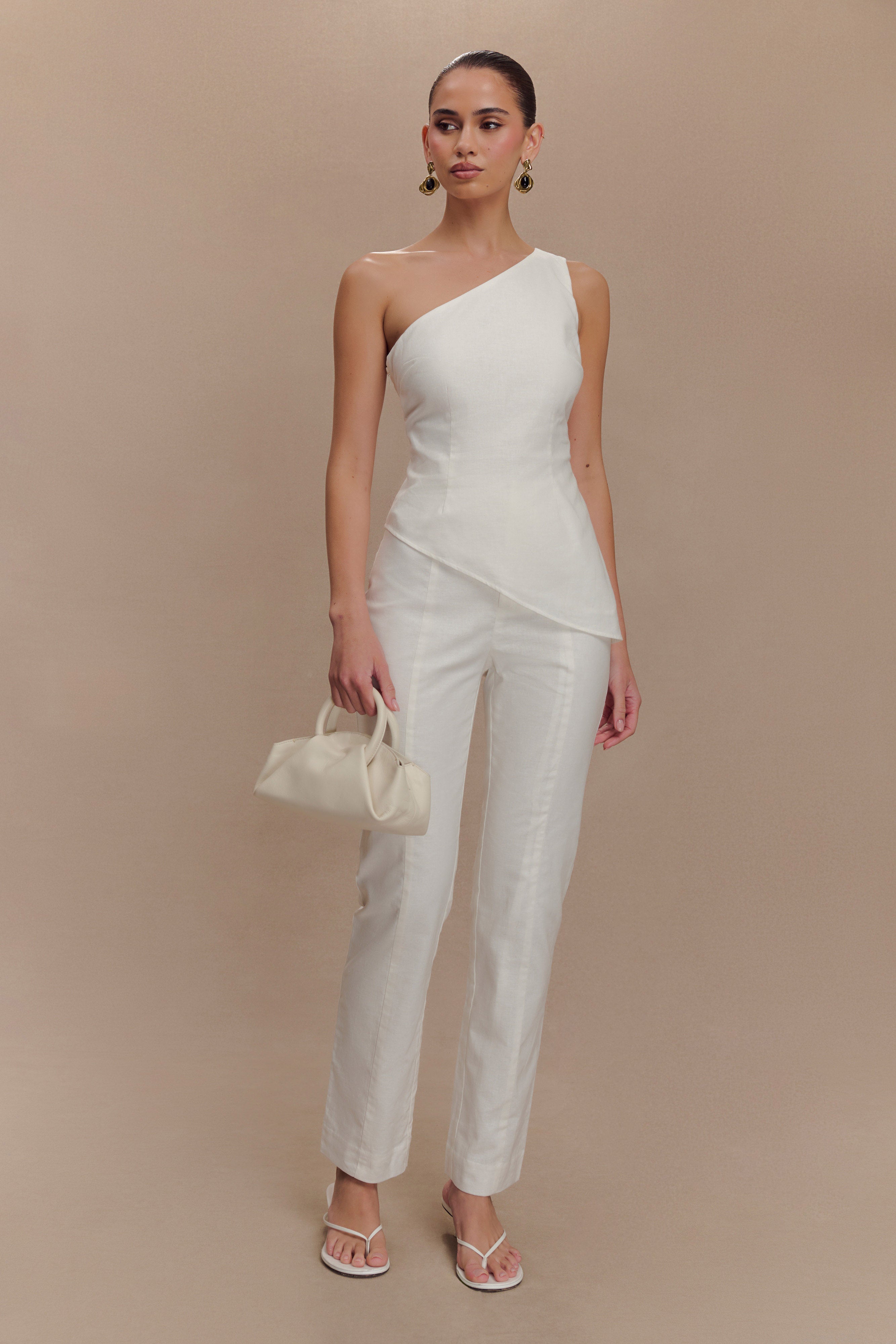 Dora Linen Straight Leg Pant - Ivory