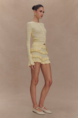 Amy Pointelle Bell Sleeve Cardigan - Lemon