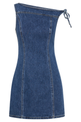 Baker Off Shoulder Denim Mini Dress - Dark Blue