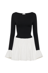 Sansa Knit And Linen Mini Dress - Black & White