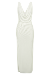 Laney Hot Fix Mesh Cowl Maxi Dress - White