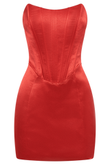 Sariah Satin Corset Mini Dress - Red