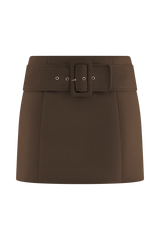 Hayes Faux Suede Belted Mini Skirt - Chocolate