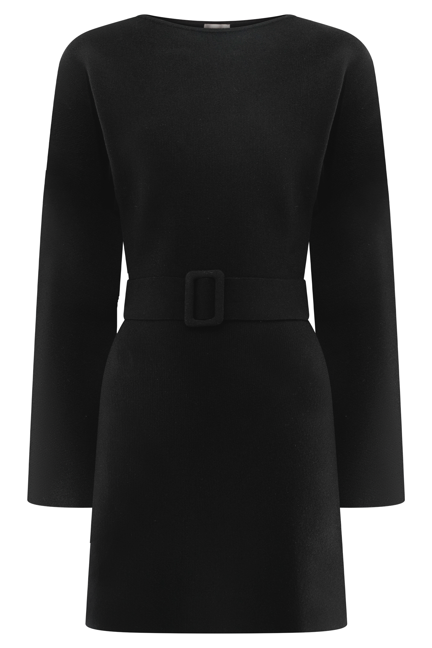 Kassie Belt Tie Knit Mini Dress - Black