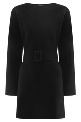 Kassie Belt Tie Knit Mini Dress - Black