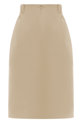 Vera Suiting Split Front Midi Skirt - Ivory Stone