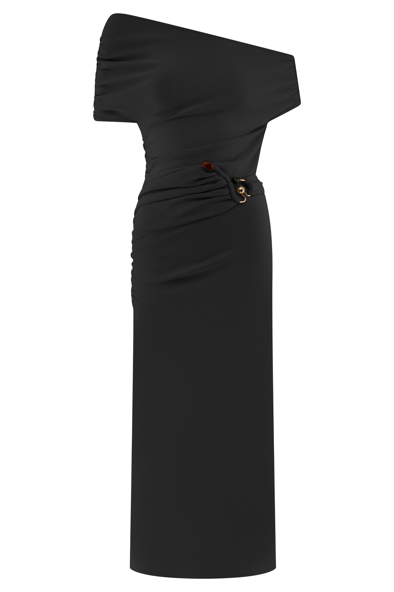 Kendra Scuba Jersey Midi Dress With Hardware - Black