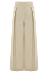 Raya Mid Rise Wide Leg Linen Pant - Natural Beige